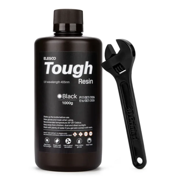 ELEGOO Tough Resin Black – High Impact 3D Printer UV Resin 405nm for Durable Functional Prototypes